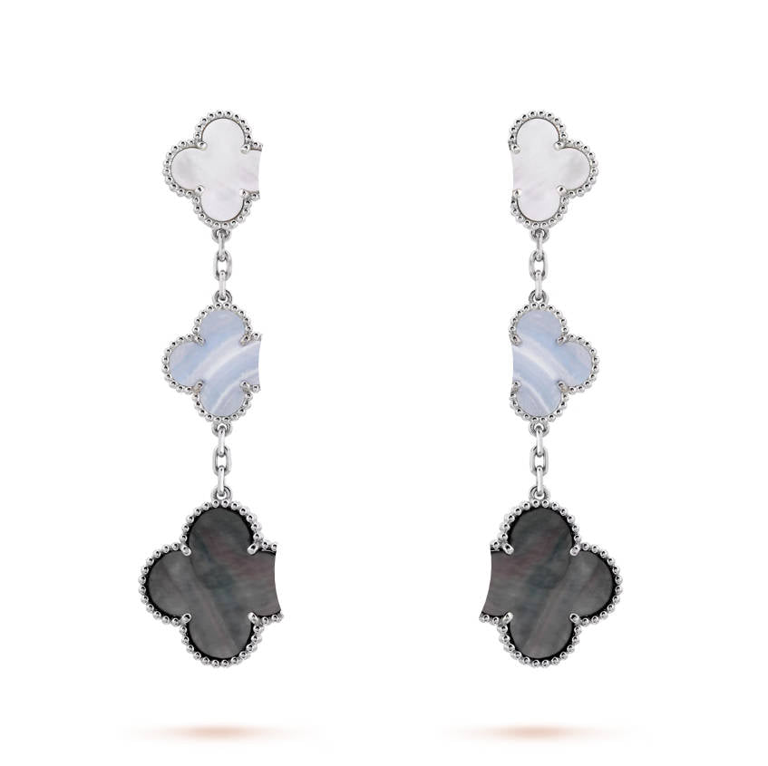 Clover Leaf Earstuds, 925 Silver, 18k Gold Plated, Large Motifs