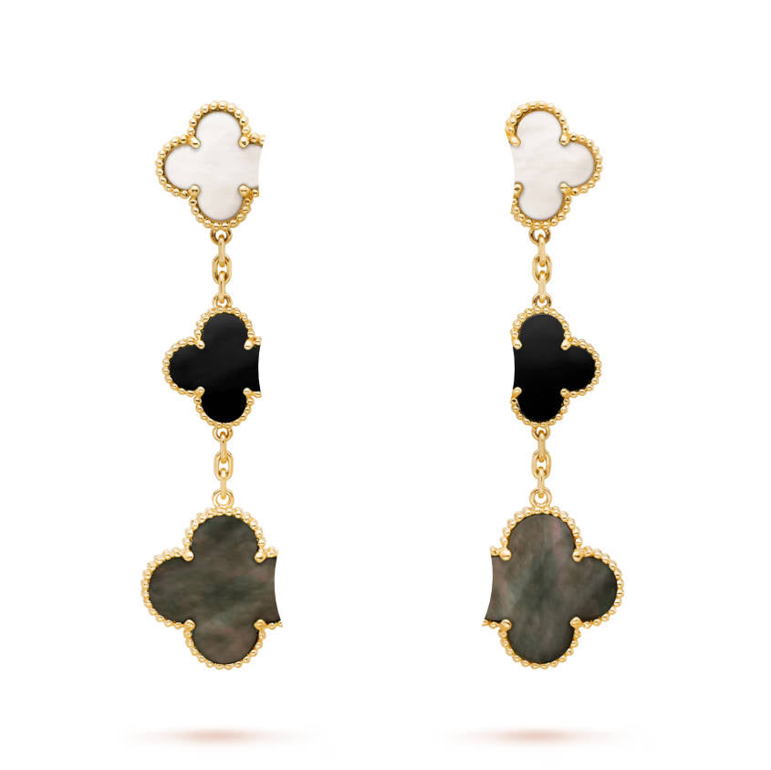 Clover Leaf Earstuds, 925 Silver, 18k Gold Plated, Large Motifs