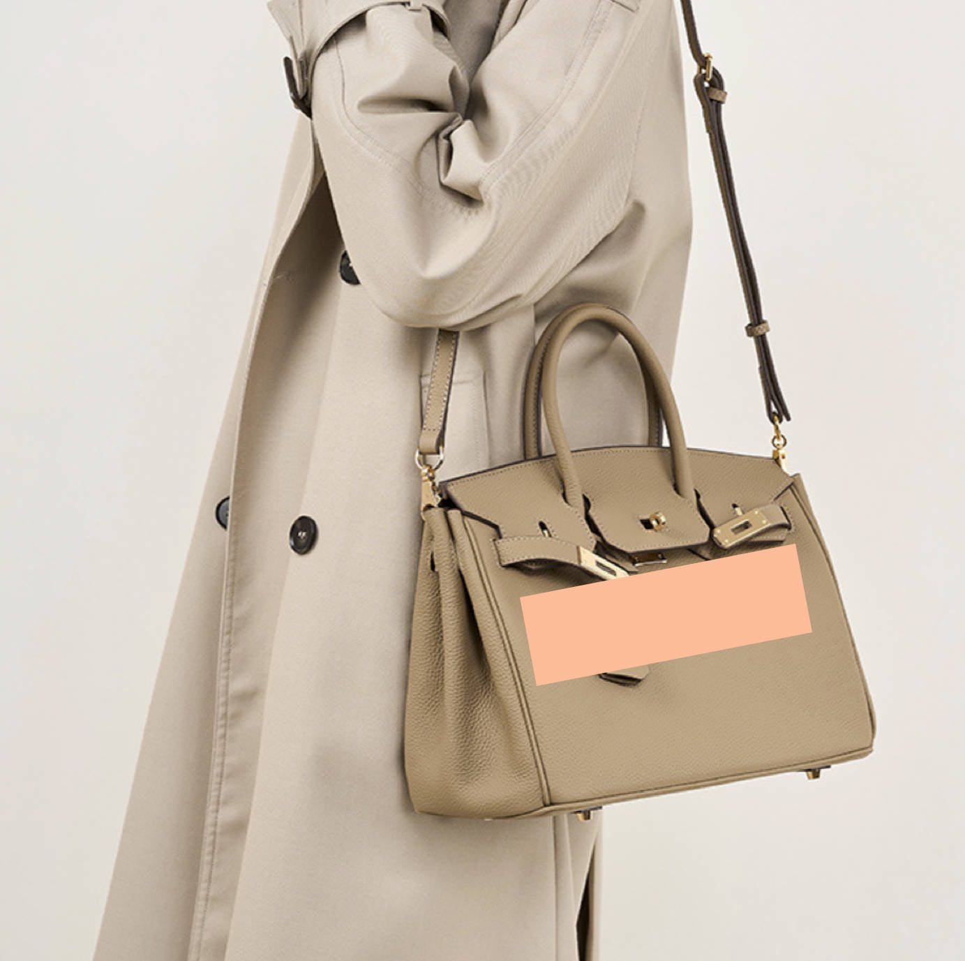 レディースハンドバッグ、トーゴレザー、トップハンドル、ショルダーストラップ付きクロスボディ