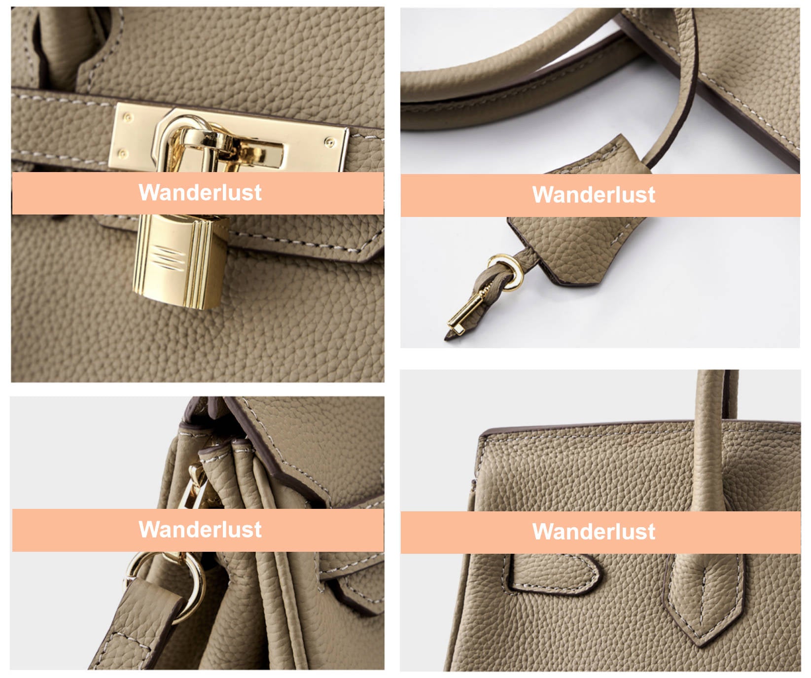 レディースハンドバッグ、トーゴレザー、トップハンドル、ショルダーストラップ付きクロスボディ