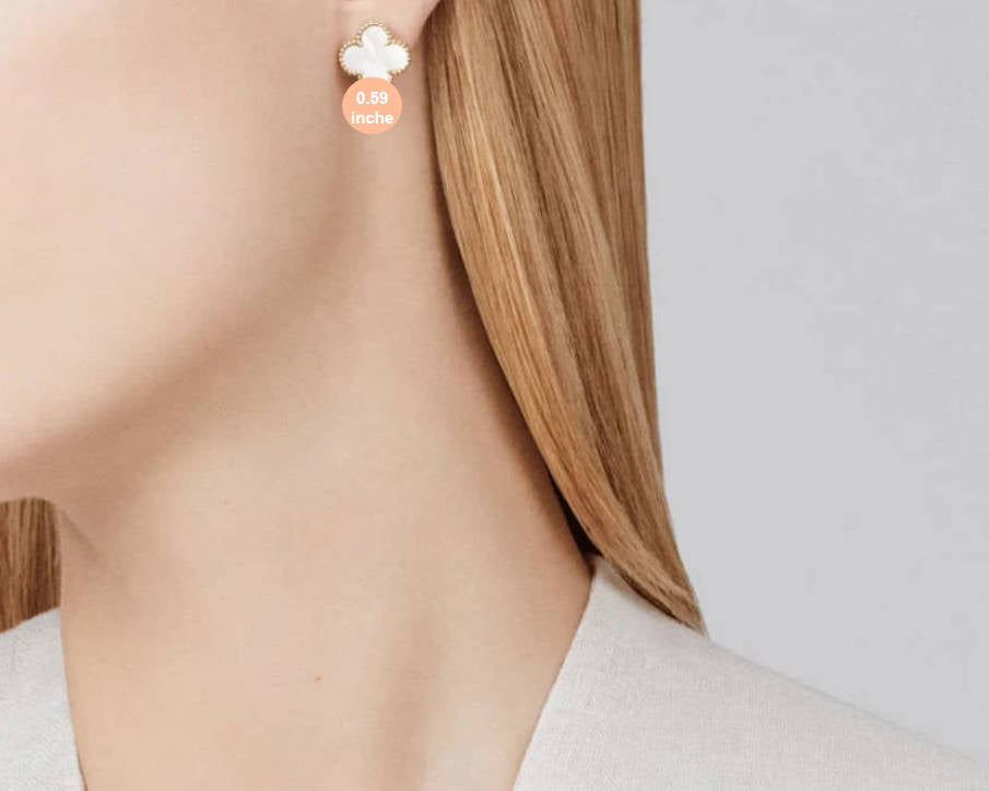 Clover Leaf Earstuds, 925 Silver, 18k Gold Plated, Large Motifs