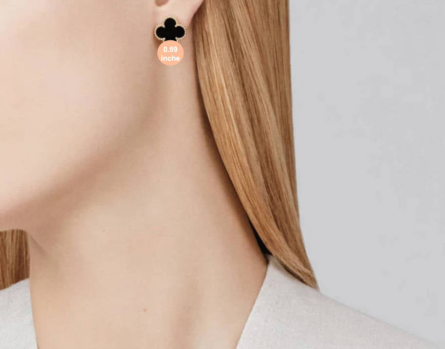 Clover Leaf Earstuds, 925 Silver, 18k Gold Plated, Large Motifs