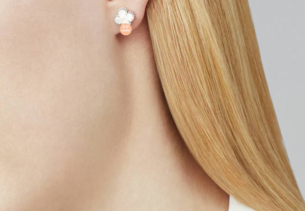 Clover Leaf Earstuds, 925 Silver, 18k Gold Plated, Large Motifs