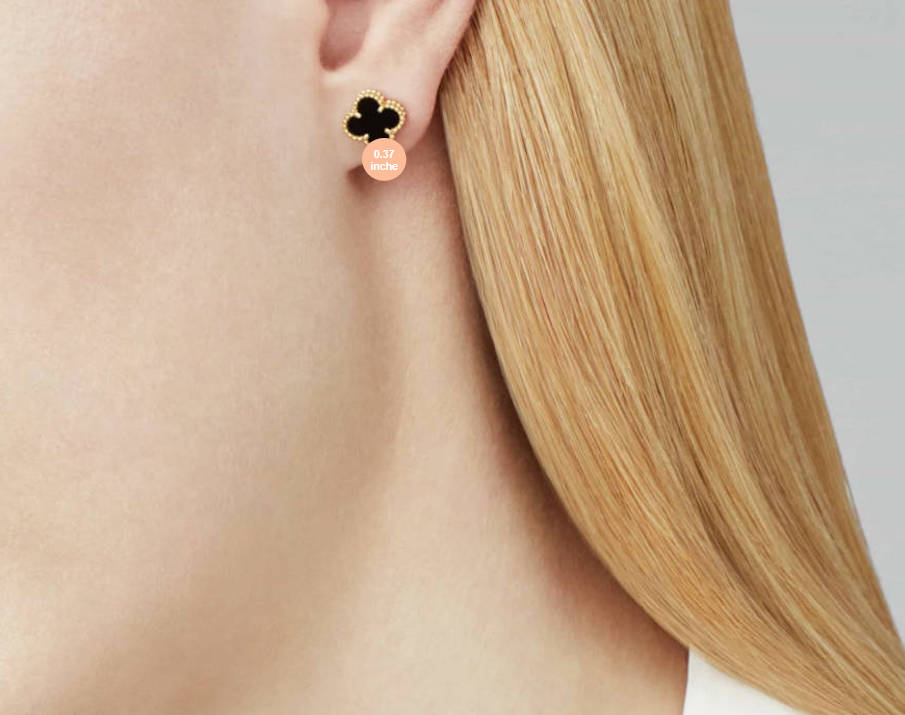 Clover Leaf Earstuds, 925 Silver, 18k Gold Plated, Large Motifs