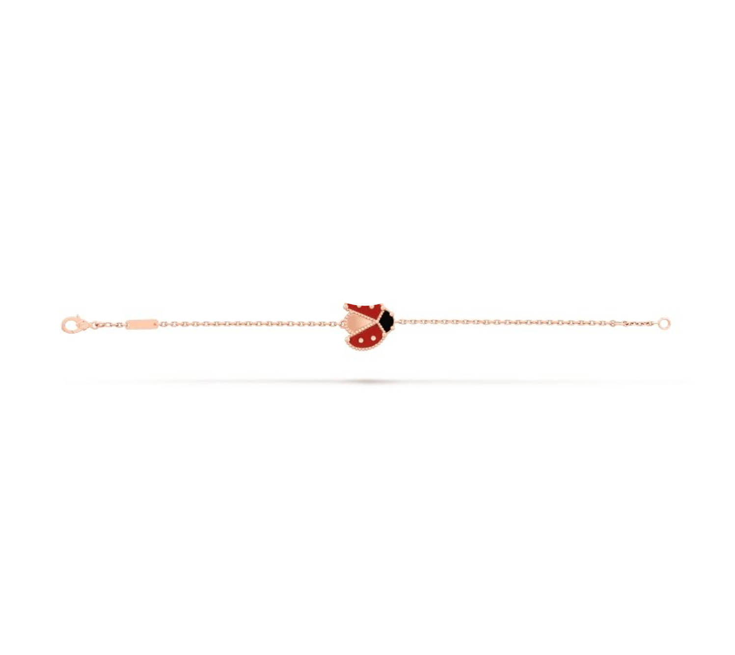 Ladybug Bracelet | 925 Sterling Silver, 18K Rose Gold Plated | Carnelian & Onyx | Lucky Charm