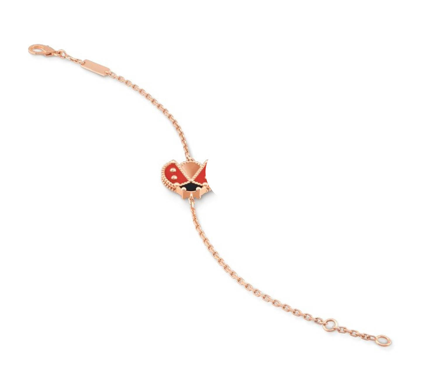 Ladybug Bracelet | 925 Sterling Silver, 18K Rose Gold Plated | Carnelian & Onyx | Lucky Charm