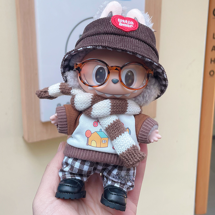 Wanderlust Studio Labubu Exciting Macaron 17cm Doll Brown Outfits