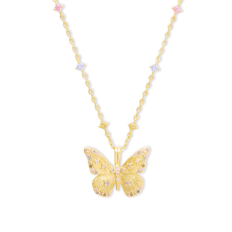 Wanderlust Studio Designer Collection Butterfly Rainbow & 18K Gold Plated Necklace