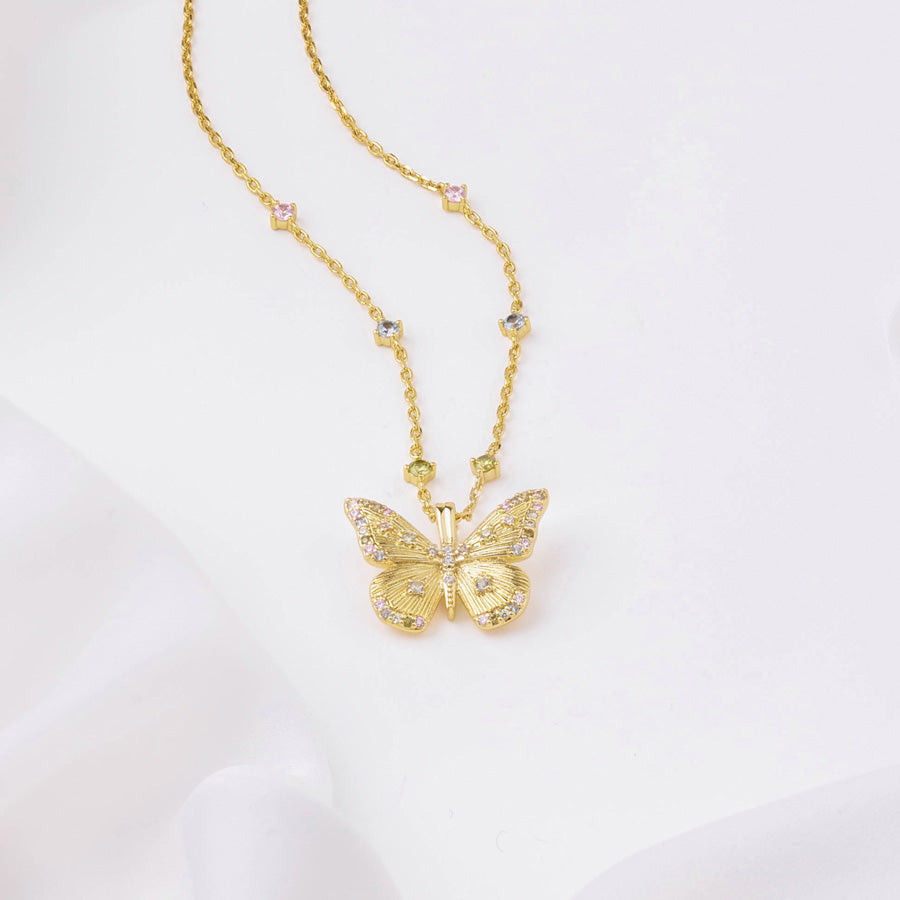 Wanderlust Studio Designer Collection Butterfly Rainbow & 18K Gold Plated Necklace