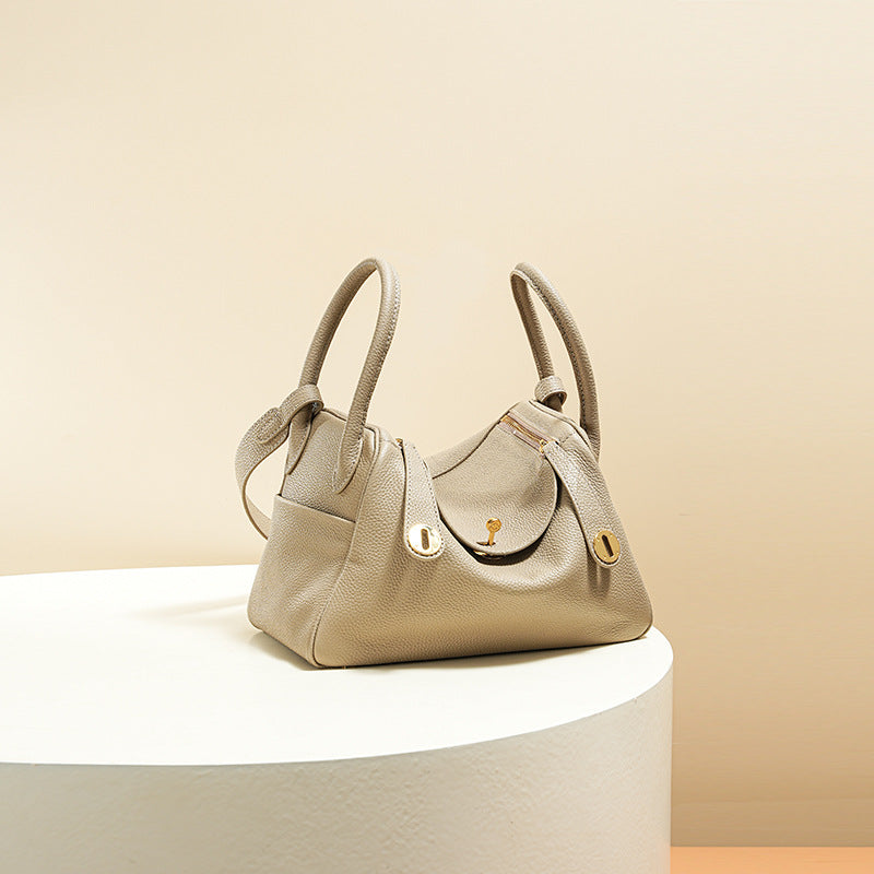 Women’s Minimalist Genuine Leather Cat Eye Decorated Crossbody Shoulder Handbag