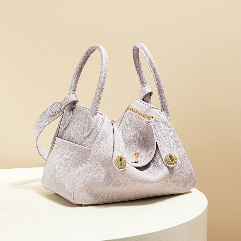 Women’s Minimalist Genuine Leather Cat Eye Decorated Crossbody Shoulder Handbag