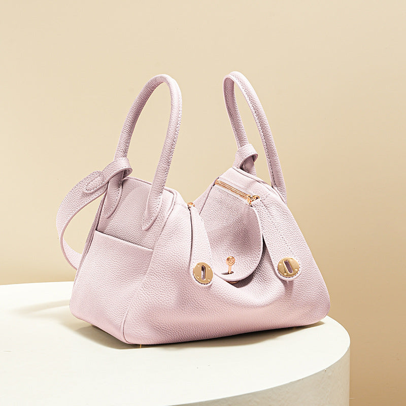 Women’s Minimalist Genuine Leather Cat Eye Decorated Crossbody Shoulder Handbag