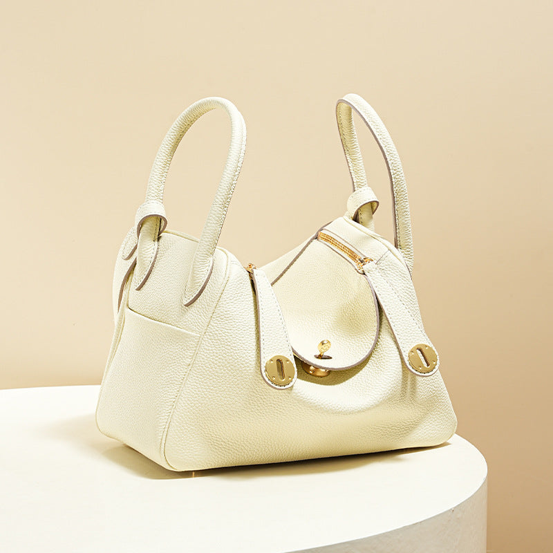 Women’s Minimalist Genuine Leather Cat Eye Decorated Crossbody Shoulder Handbag