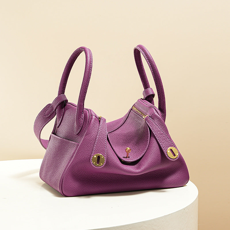 Women’s Minimalist Genuine Leather Cat Eye Decorated Crossbody Shoulder Handbag