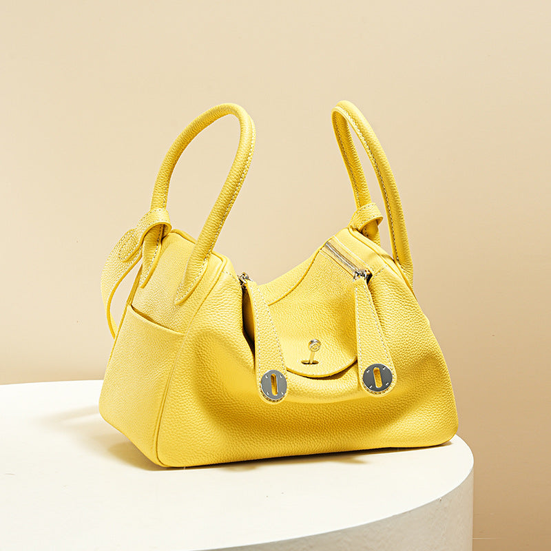 Women’s Minimalist Genuine Leather Cat Eye Decorated Crossbody Shoulder Handbag
