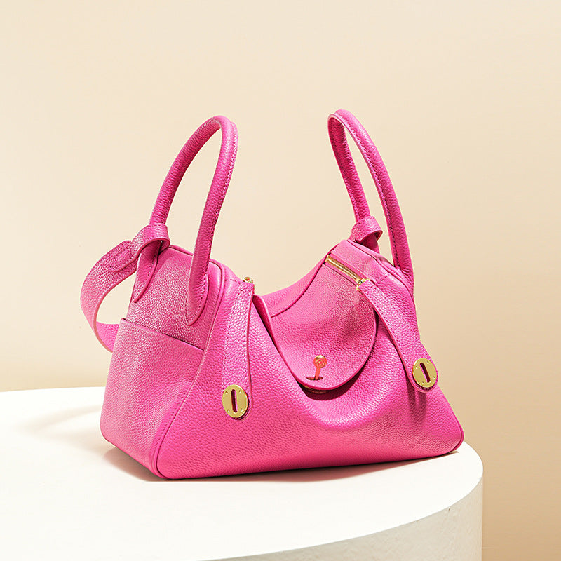 Women’s Minimalist Genuine Leather Cat Eye Decorated Crossbody Shoulder Handbag