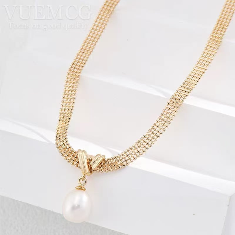 Sterling Silver Pearl Necklace with Vintage Minimalist Design
