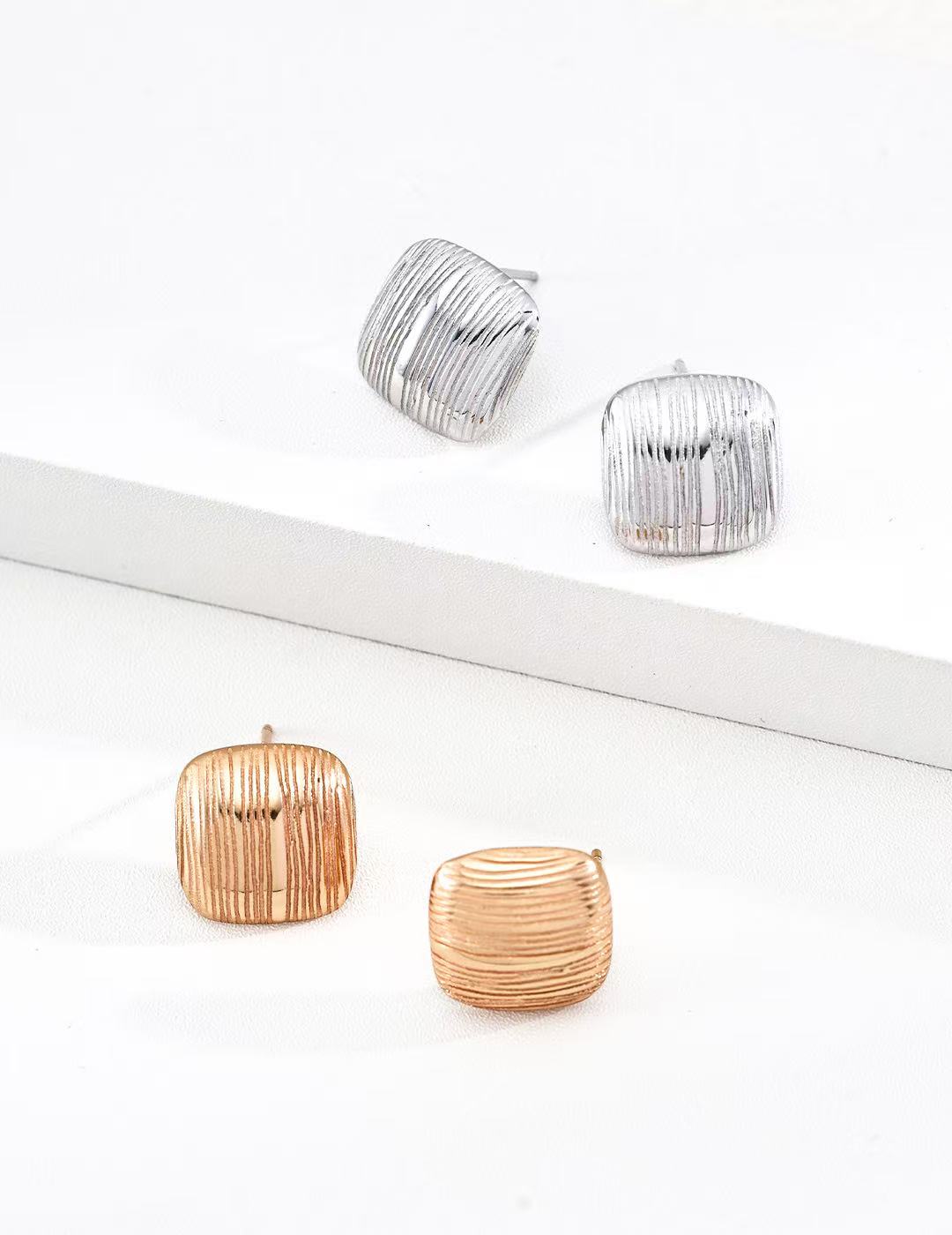 Textured Geometric Stud Earrings