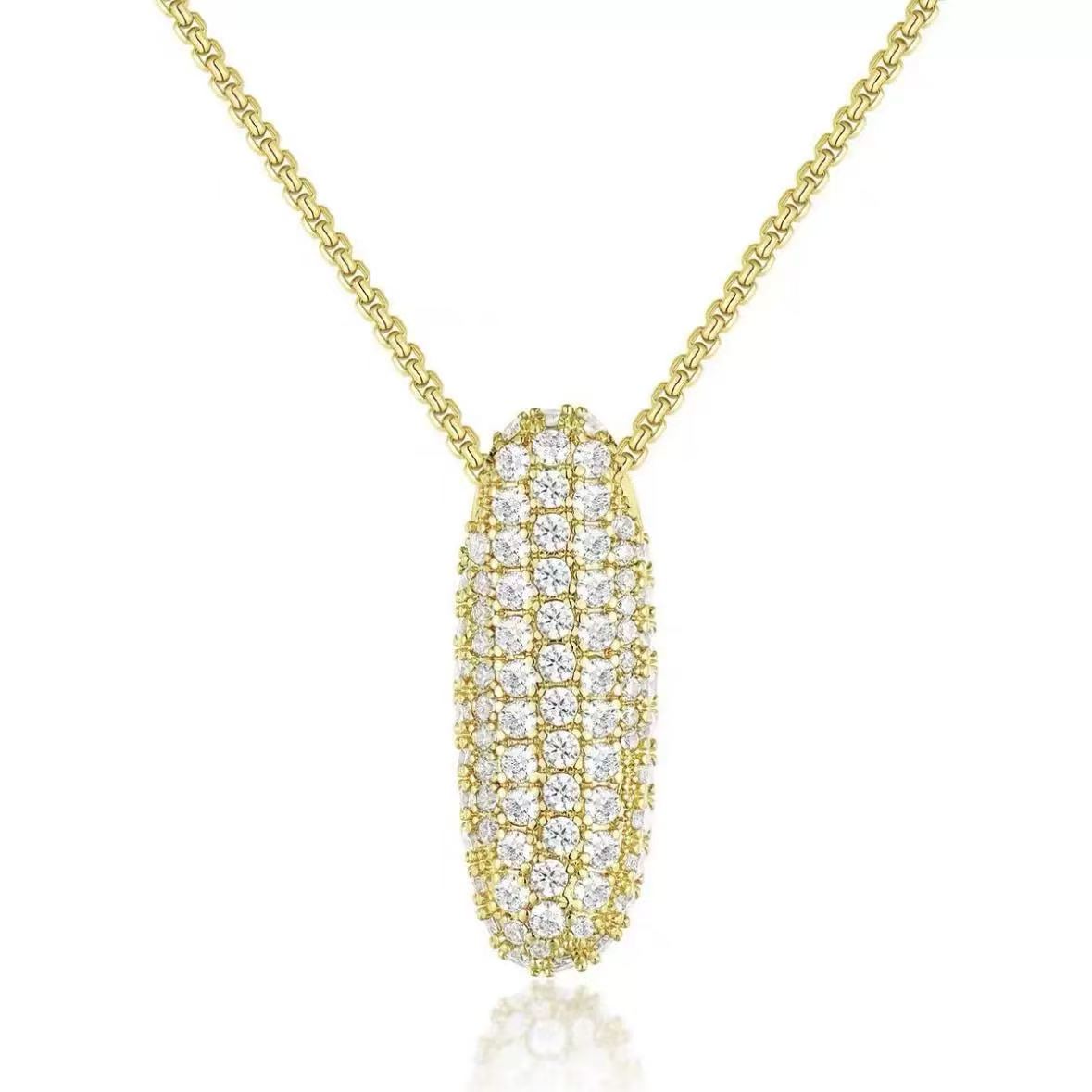 Fashion Bubble Letter Necklace – 26 Initial Pendant with Sparkling Zircon Design