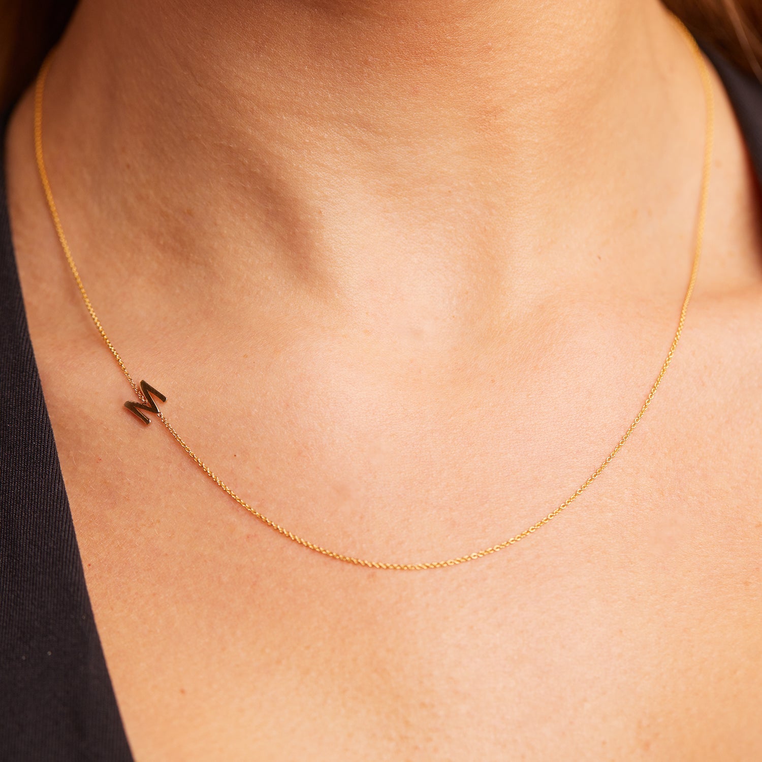 14K Gold Plating Asymmetrical Initial Necklace