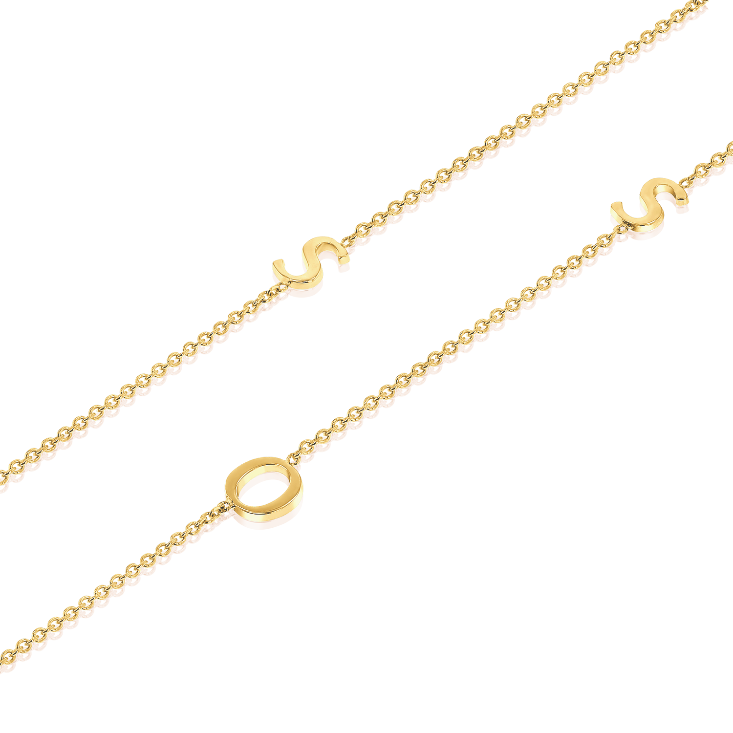 14K Gold Plating Asymmetrical Initial Necklace