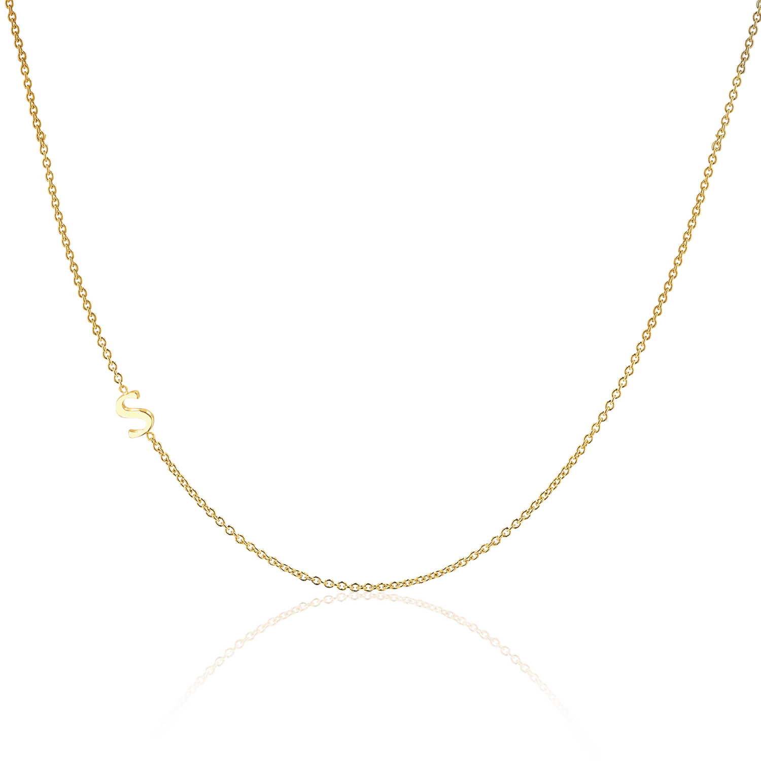 14K Gold Plating Asymmetrical Initial Necklace