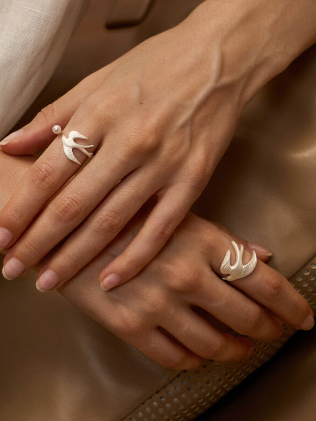 Chasing Dreams Bird Ring - Soaring Swallow & Pearl Statement Finger Ring