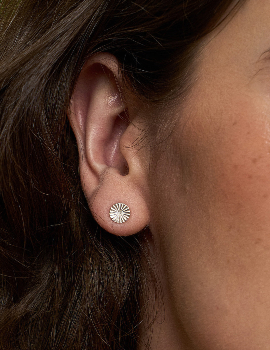 Japanese Style Pine Cone Earrings - Textured Wrinkled Stacking Studs