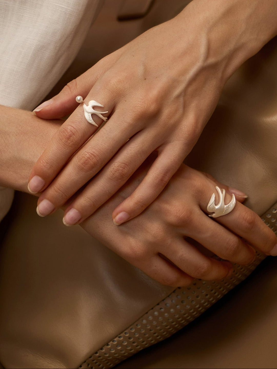 Chasing Dreams Bird Ring - Soaring Swallow & Pearl Statement Finger Ring
