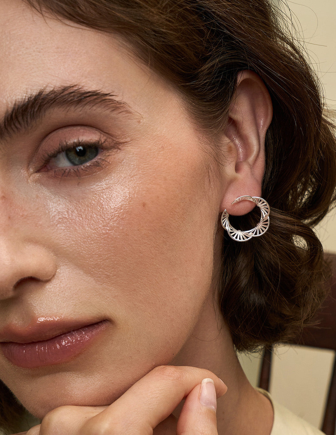 French Heirloom Fan Earrings - Intricate Beaded Floral Embroidery