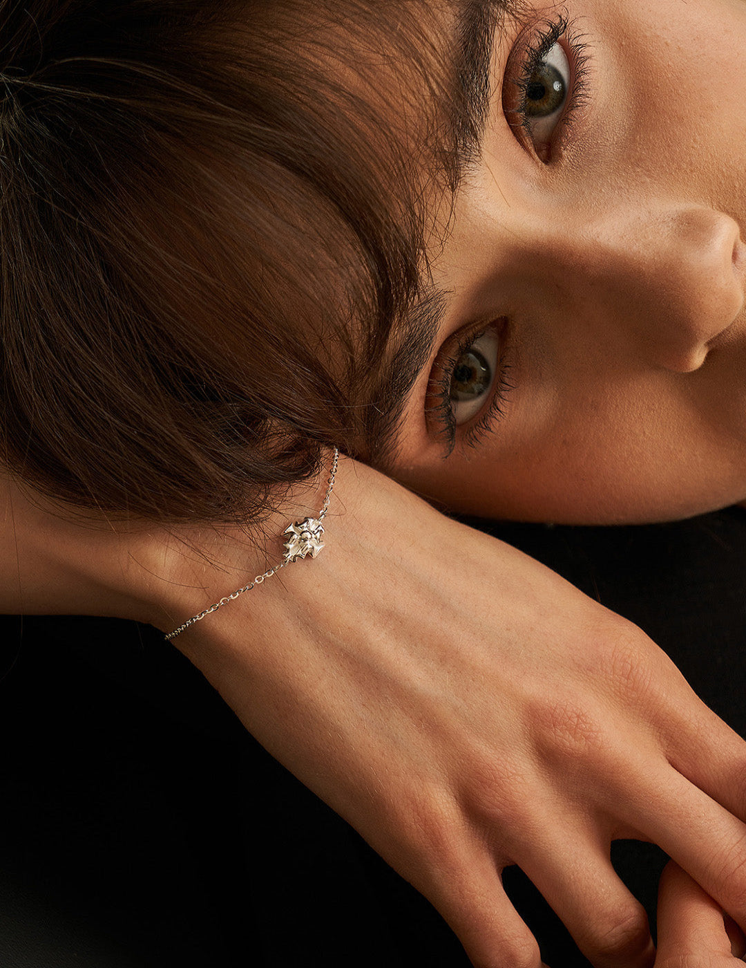 Cross Pleated Sterling Silver Bracelet - Minimalist Dainty 925 Silver Chain