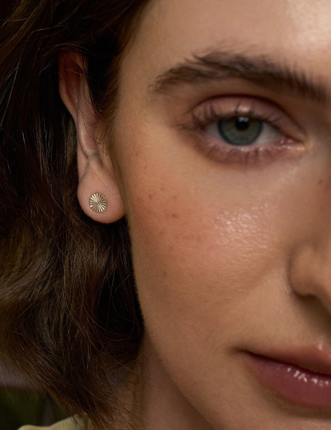 Japanese Style Pine Cone Earrings - Textured Wrinkled Stacking Studs