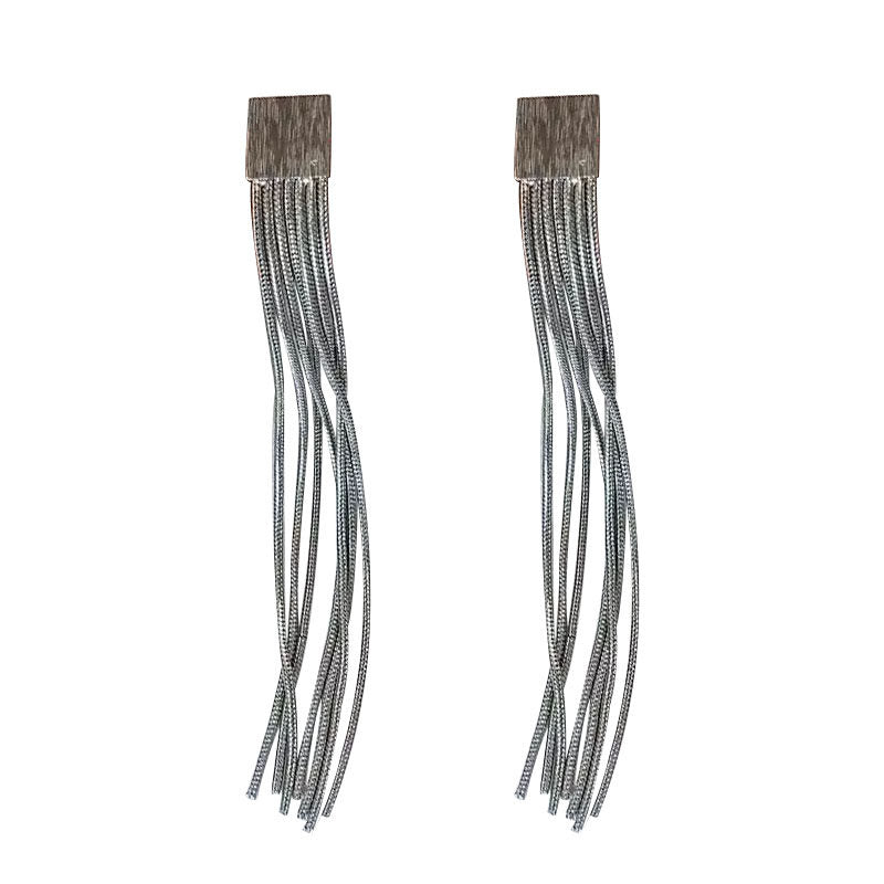 S925 Sterling Silver Tassel Drop Earrings Brushed Texture Design