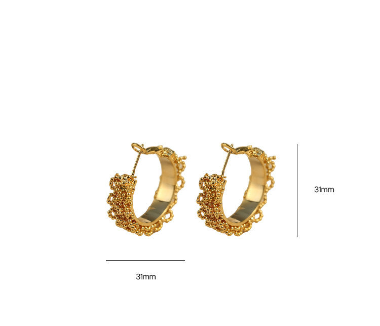 S925 Sterling Silver Beaded Lace Hoop Earrings