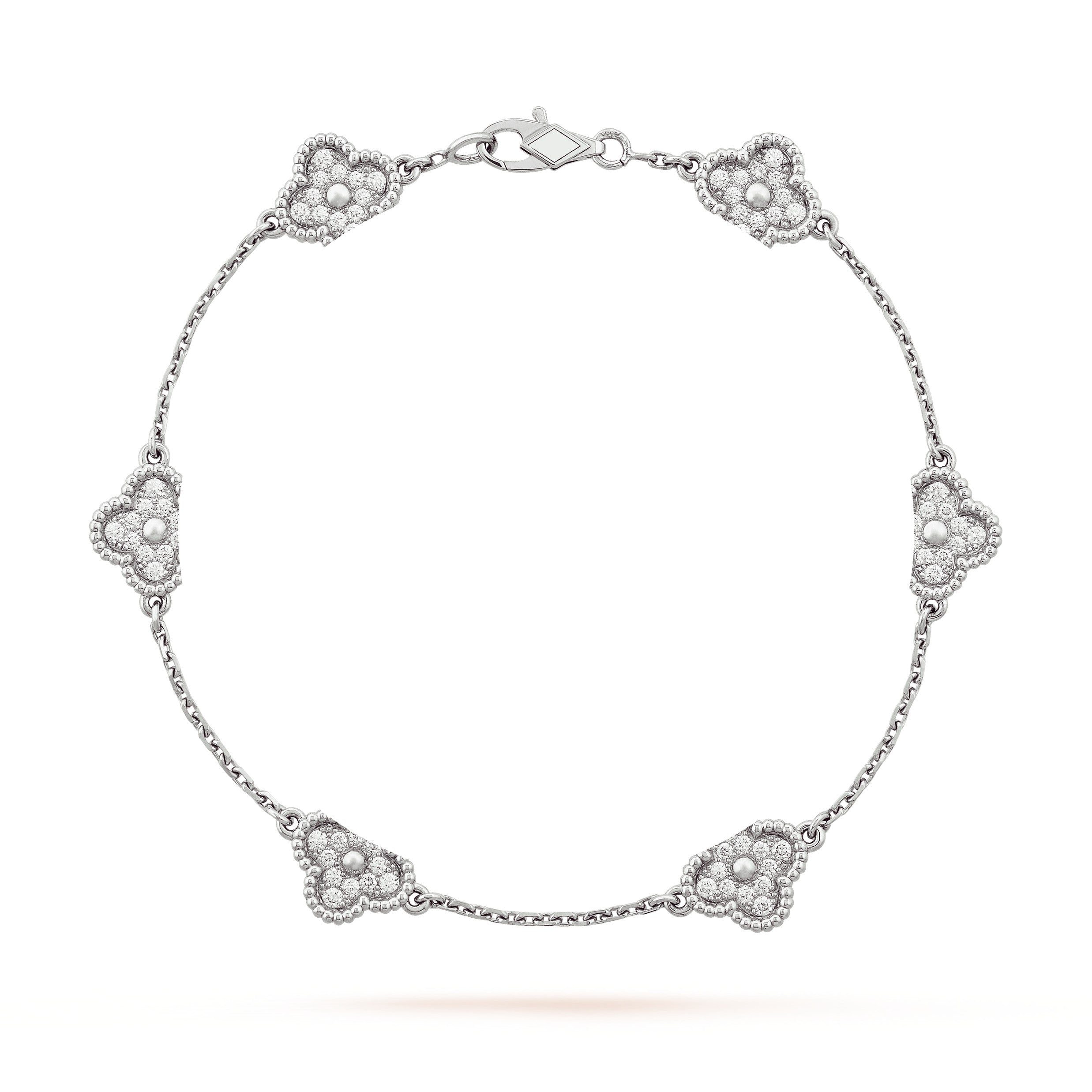 Clover Leaf Six Motifs Bracelet,925 Silver,18k Gold Plated