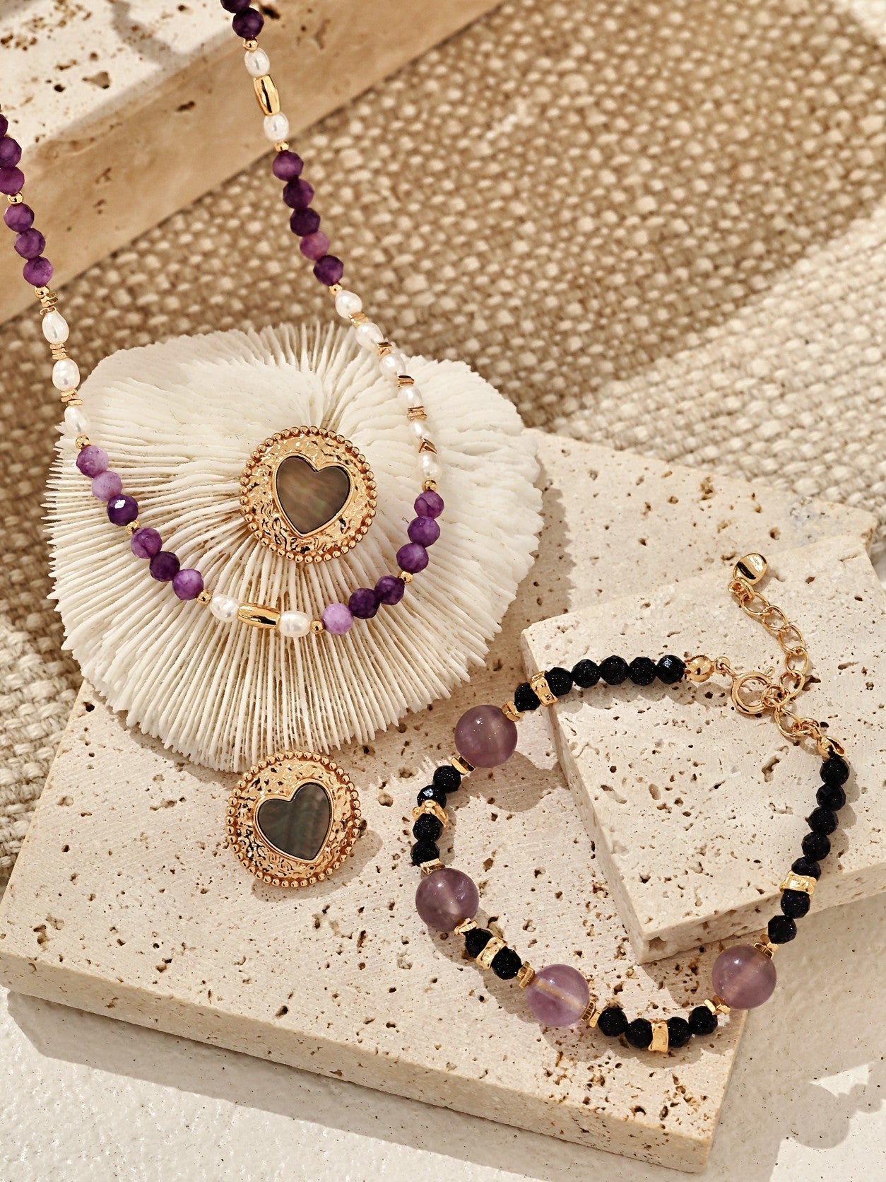 S925 Sterling Silver Vintage Necklace with Natural Pearl and Amethyst