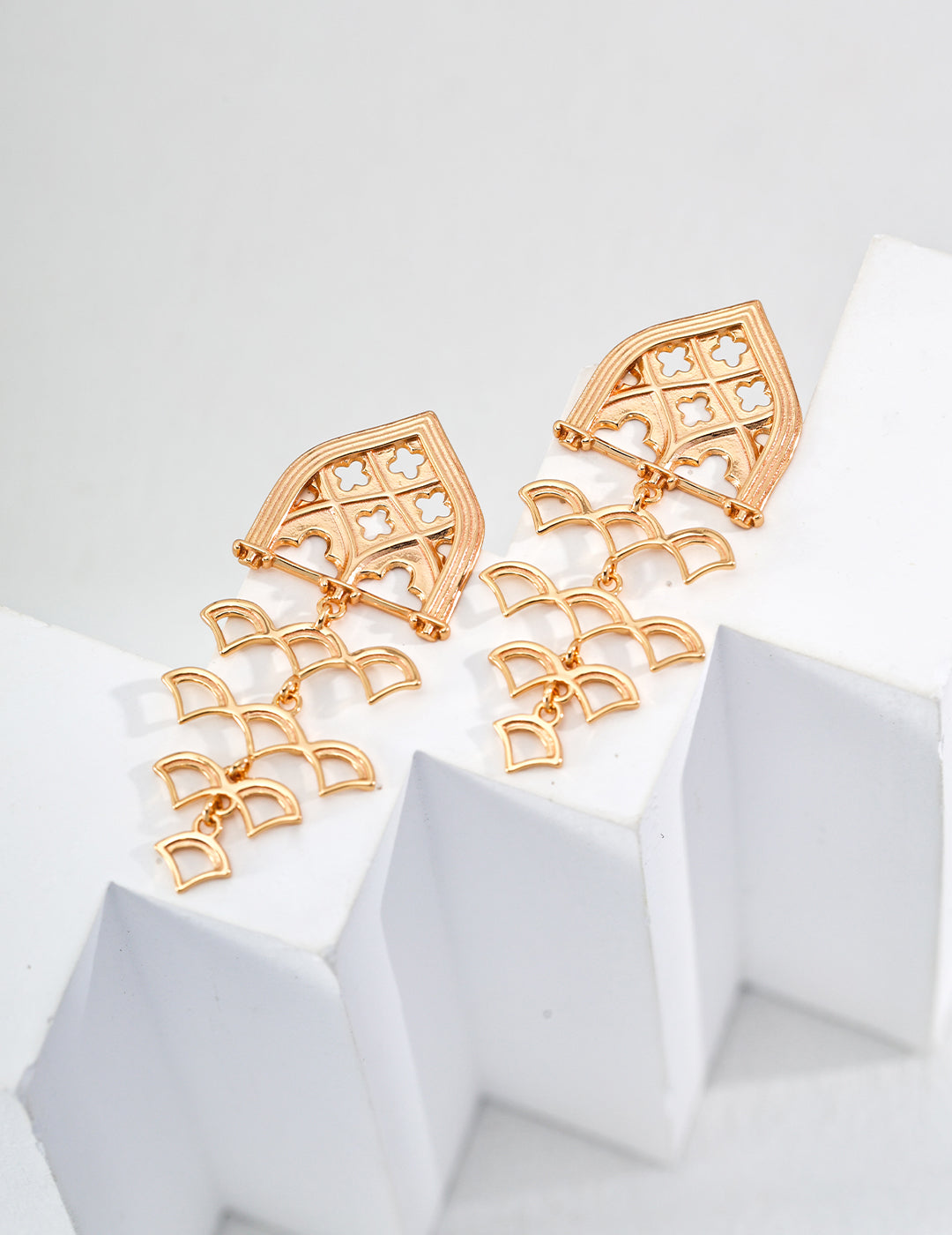 S925 Sterling Silver New Chinese Style Earrings, Vintage Gold Plated Modern Oriental Dangle Earrings for Women