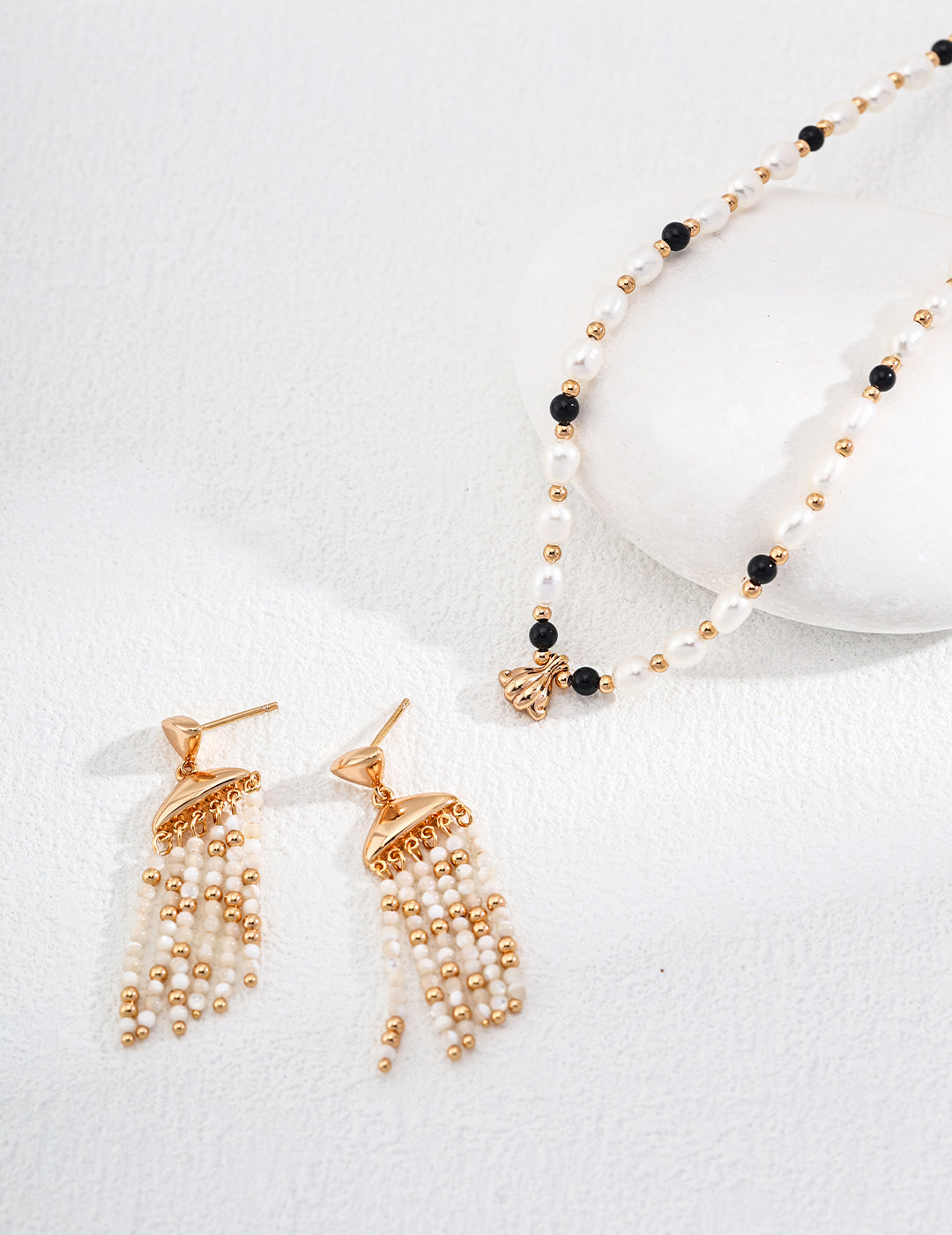 Vintage Gold & White Gold Plated Sterling Silver Shell Earrings, Nautical Dangle Earrings for Women