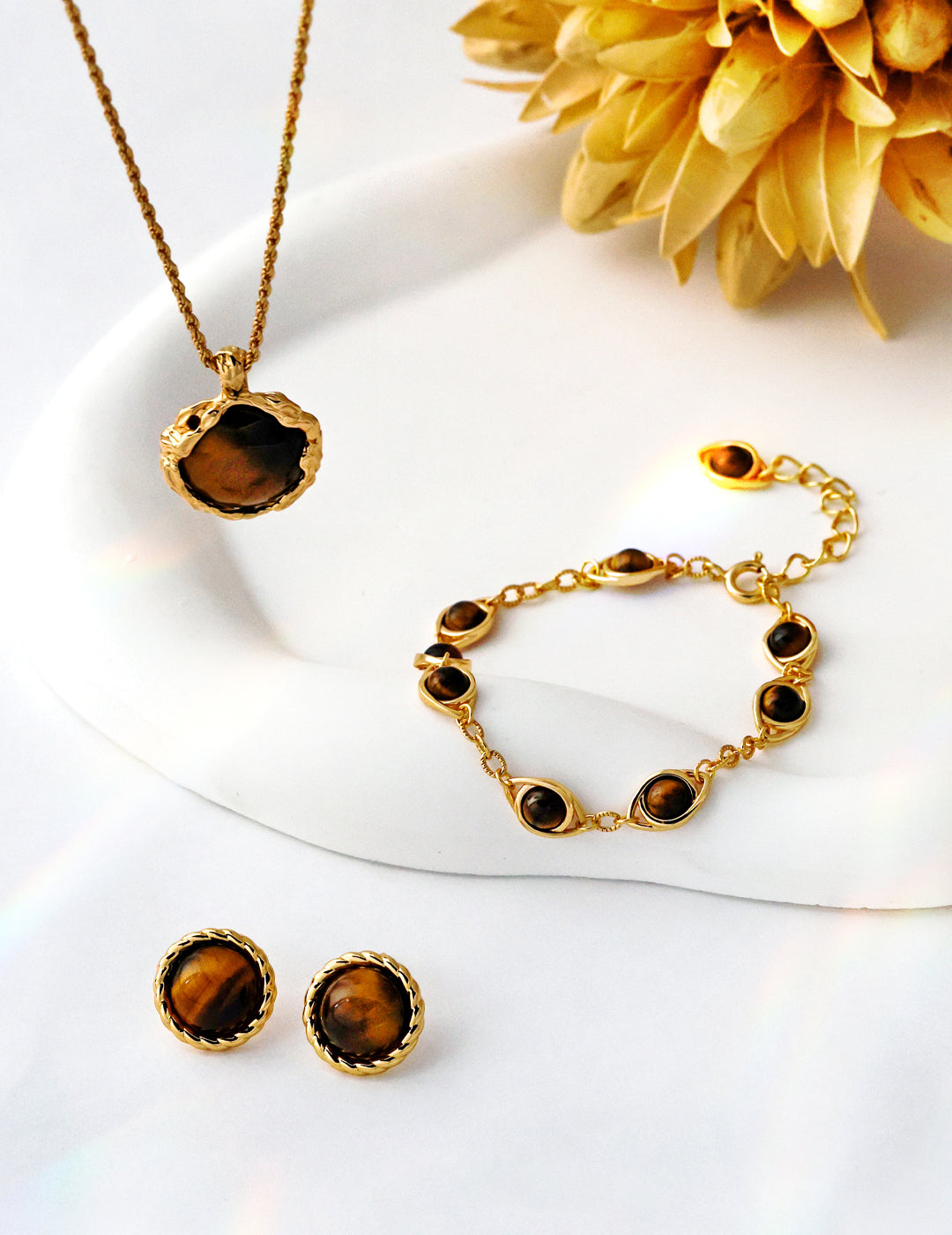 S925 Sterling Silver Natural Stone Jewelry – Tiger’s Eye & Lapis Lazuli Collection