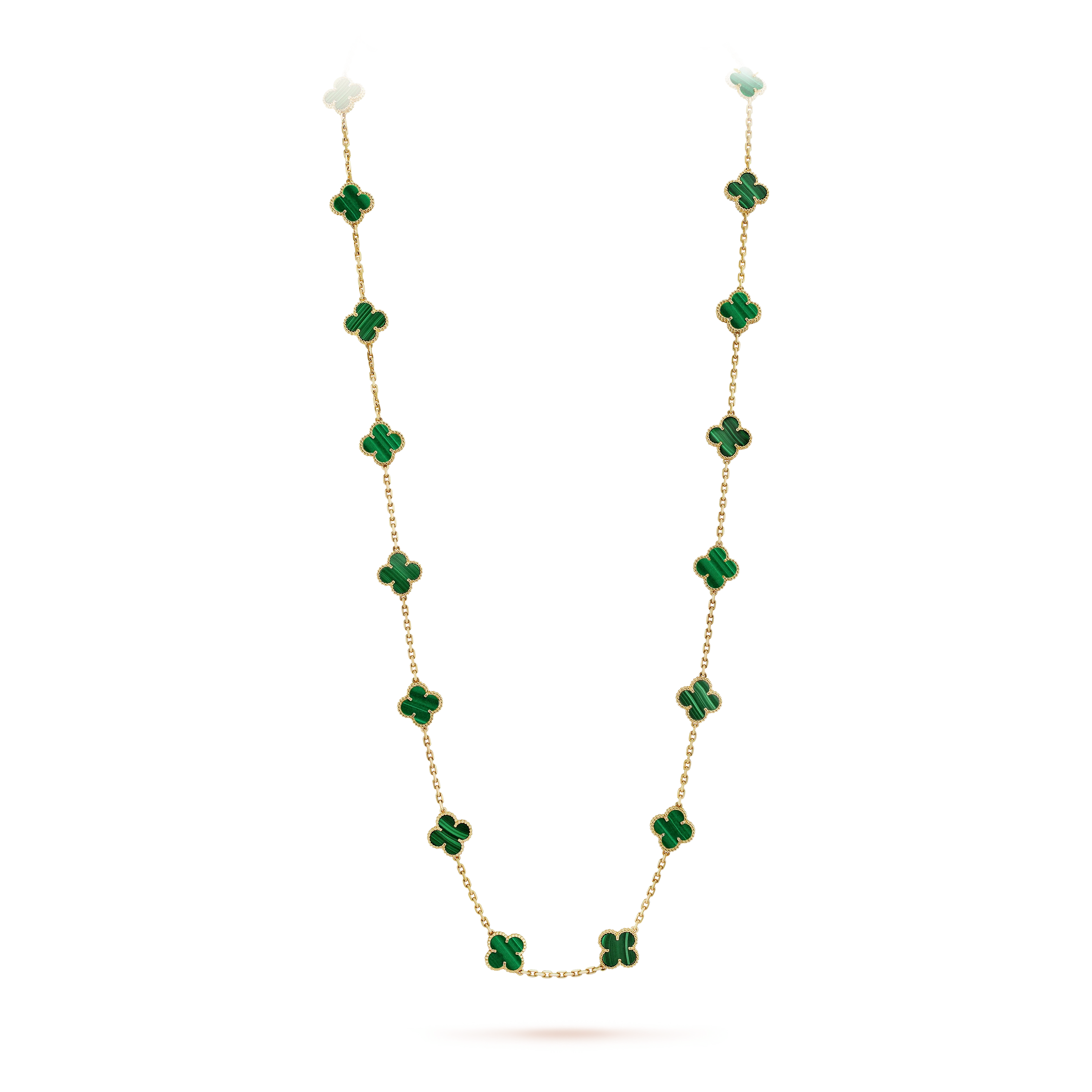 Clover Leaf Long Necklace, 925 Sterling Silver, 18k Gold Plated, 20 Motifs