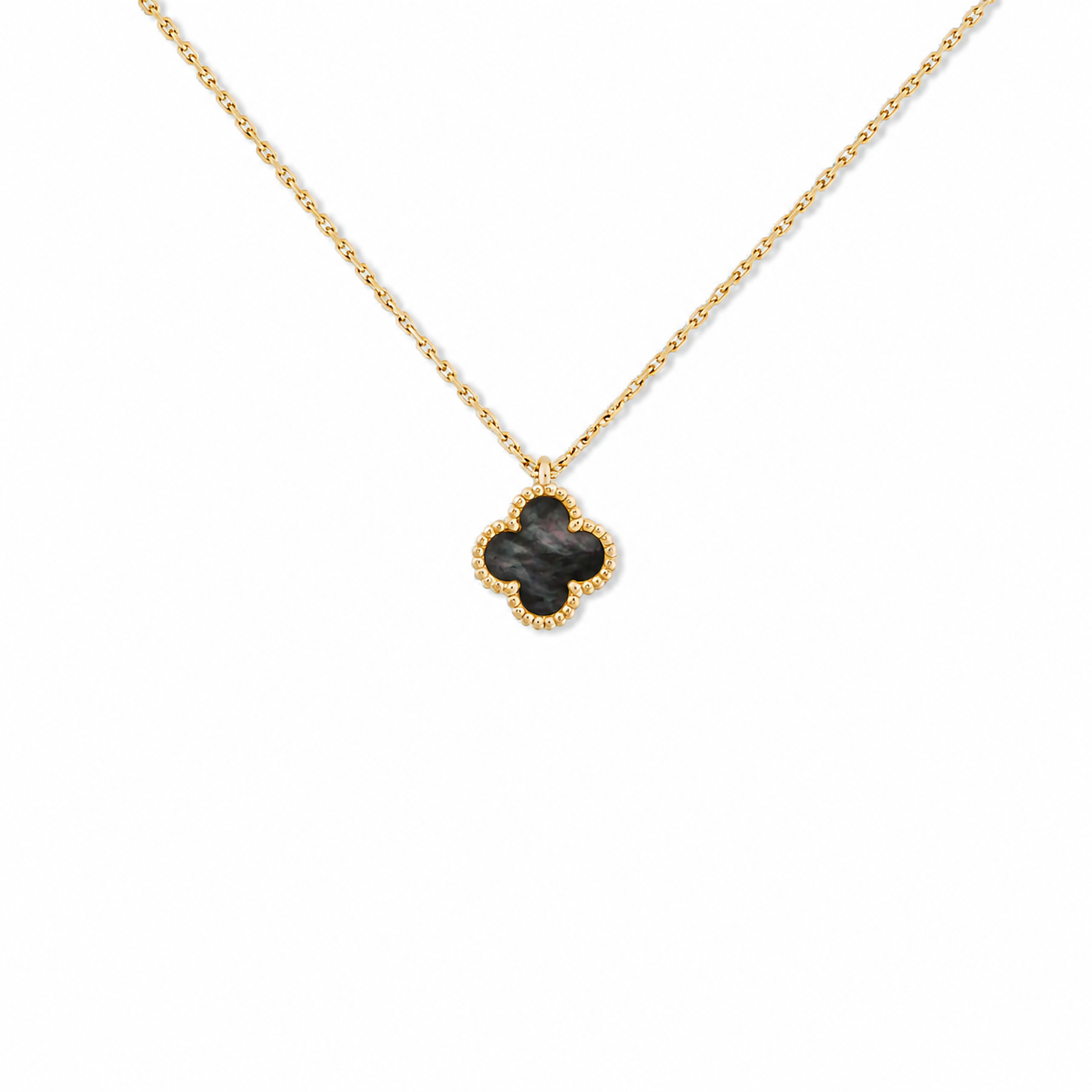 Clover Leaf Necklace, 925 Silver, 18k Gold Plated