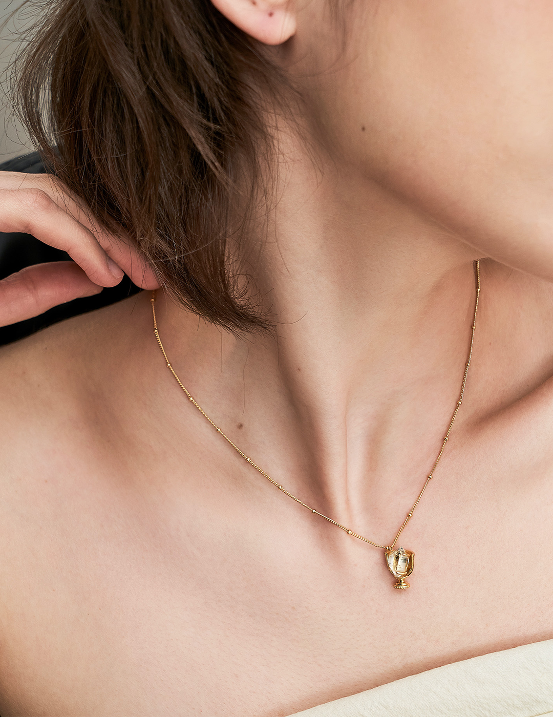 The Manor Collection - Gilded Crystal Goblet Necklace with Amethyst & Flash Diamond