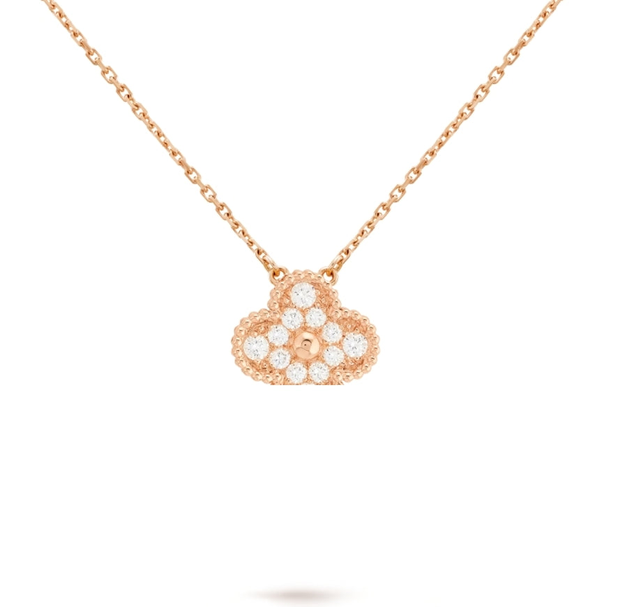 Clover Leaf Necklace, 925 Silver, 18k Gold Plated