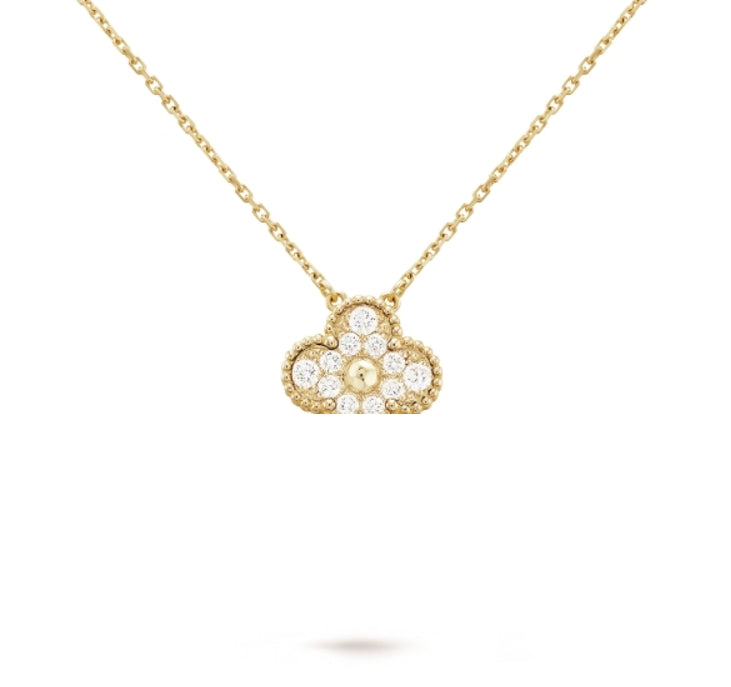 Clover Leaf Necklace, 925 Silver, 18k Gold Plated
