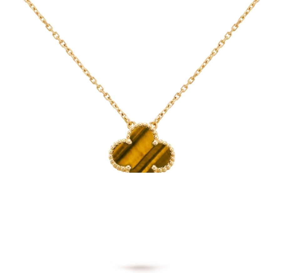Clover Leaf Necklace, 925 Silver, 18k Gold Plated