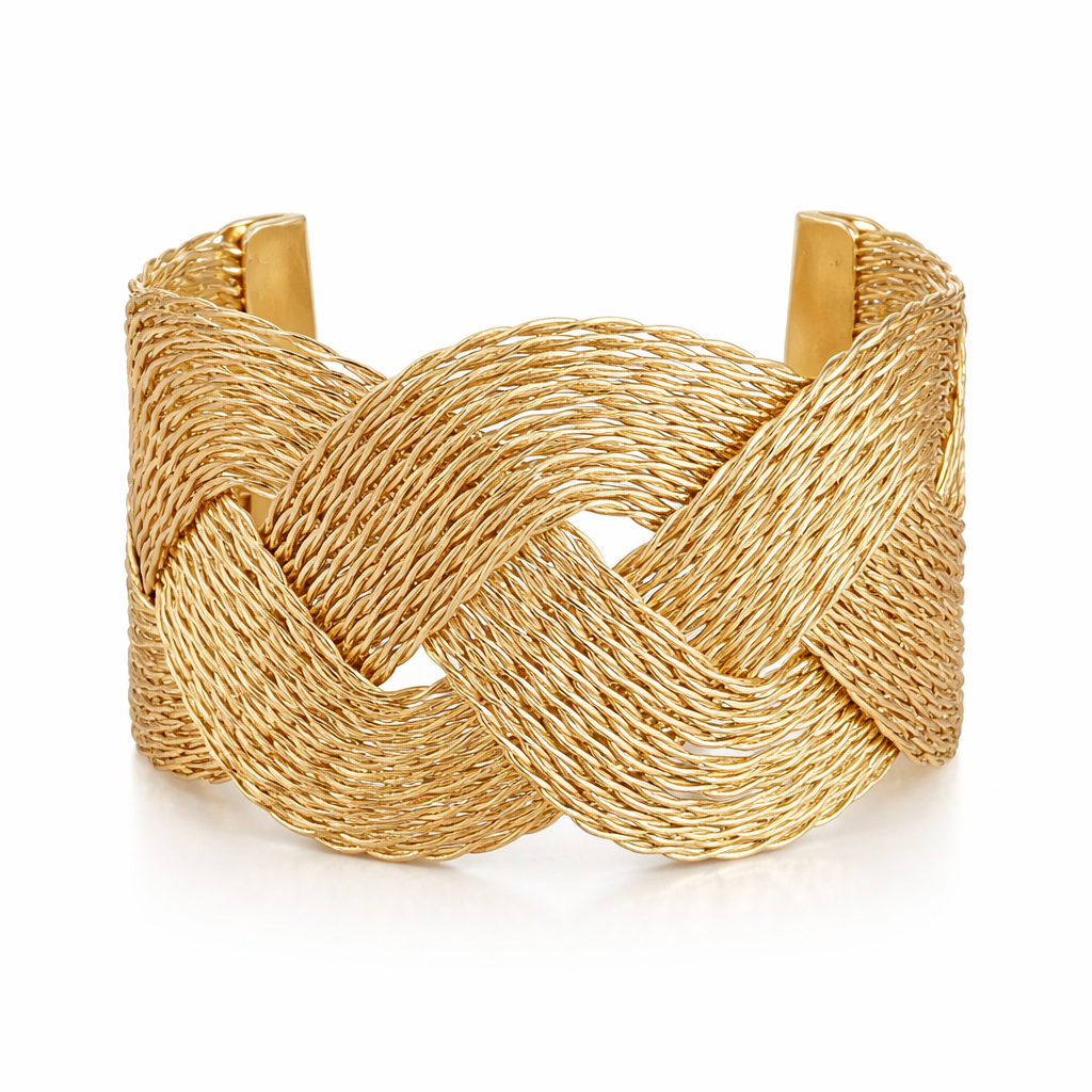 Woven Knot Wide Cuff Bracelet