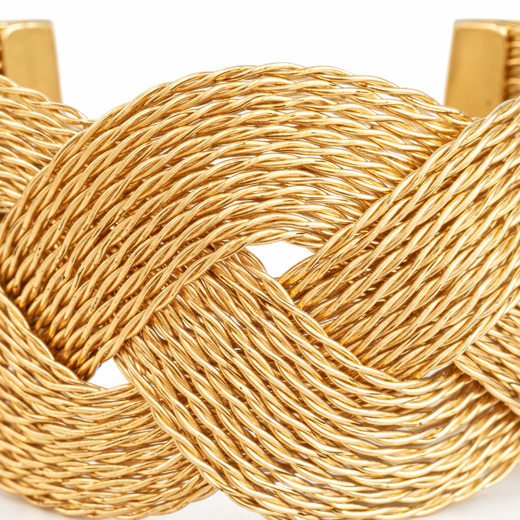 Woven Knot Wide Cuff Bracelet