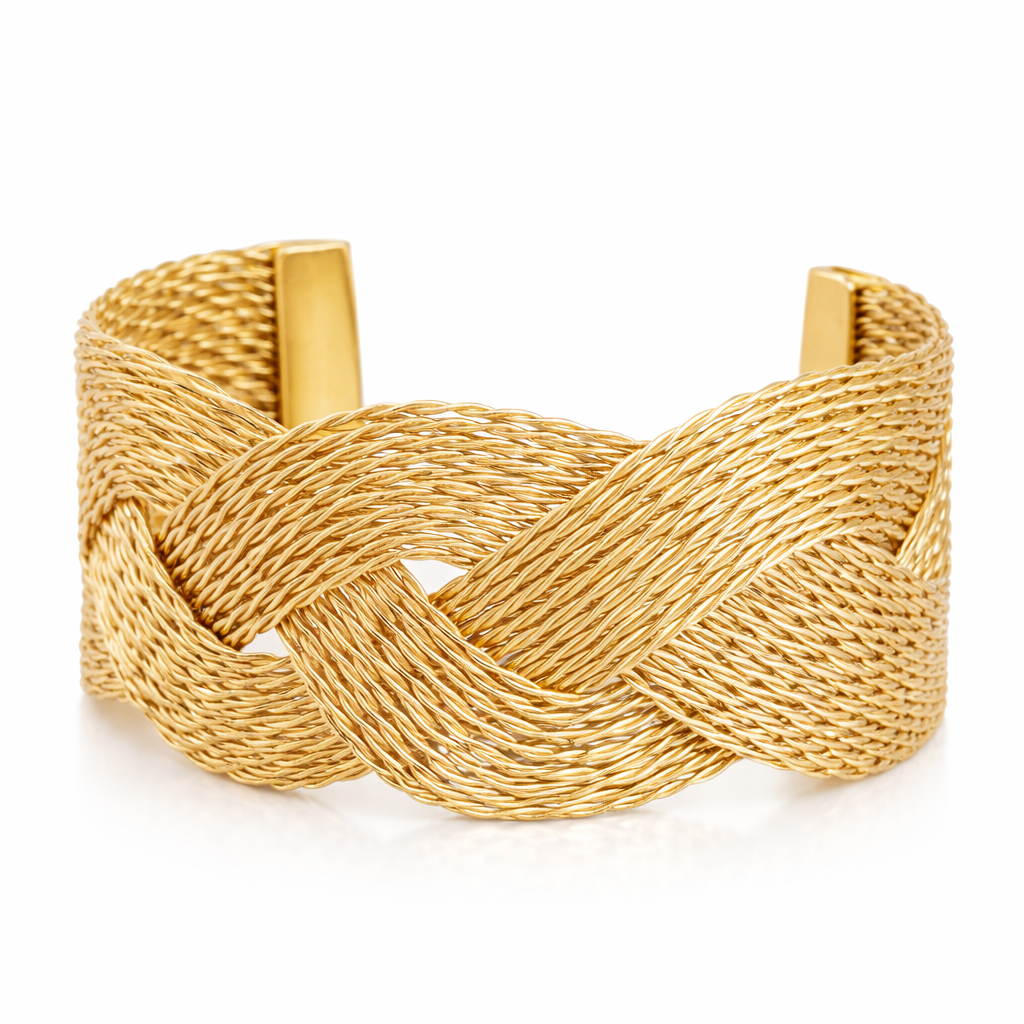 Woven Knot Wide Cuff Bracelet