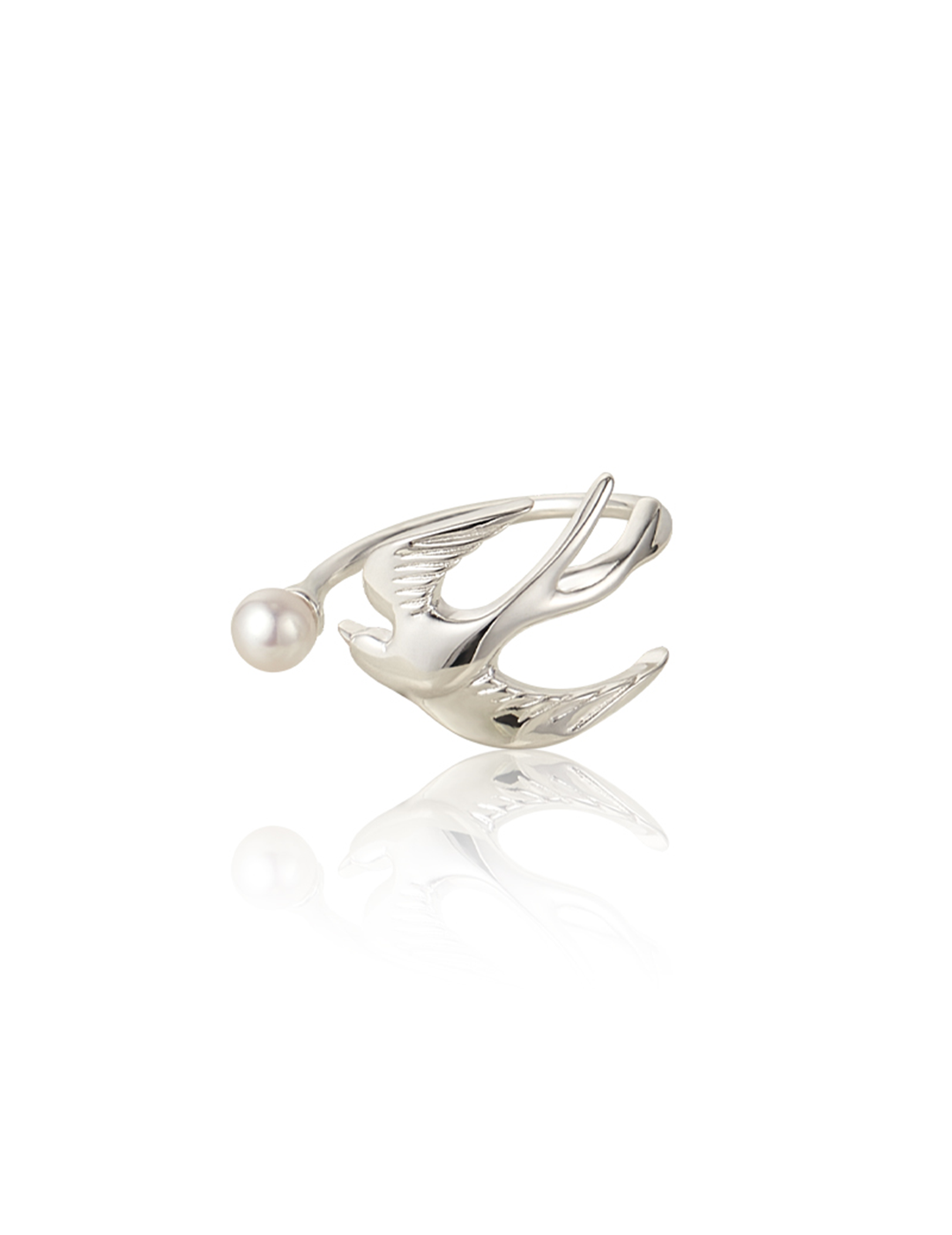 Chasing Dreams Bird Ring - Soaring Swallow & Pearl Statement Finger Ring