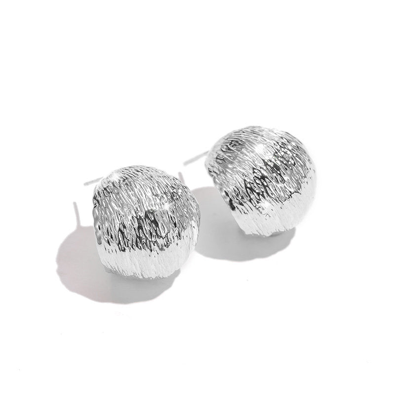 French Brushed Metal Earrings – Elegant Lightweight Luxury Design